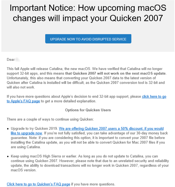 need to upgrade quicken for mac